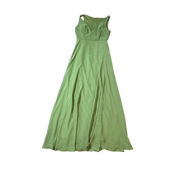 NWT After Six Deep V-Neck Chiffon Maxi‎ Dress Vineyard Green Size 8 R FLAW - Picture 3 of 13